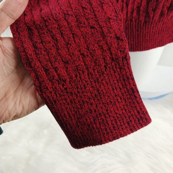 NWT KAREN SCOTT Christmas Sweater LARGE(12-14) Red Cable Knit V-neck Cotton 100% - Picture 5 of 12